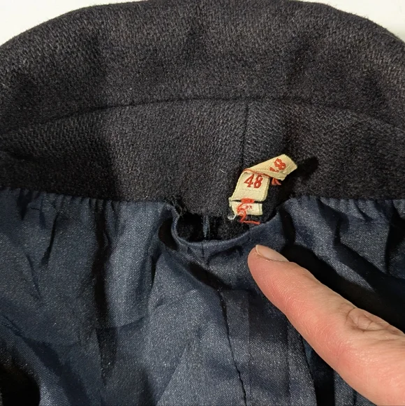 Vintage Michel Beaudouin Double-Breasted Navy Pea Coat Size 48 RARE - Picture 16 of 16